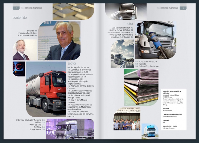 Index of the digital magazine Empresarios Transportistas