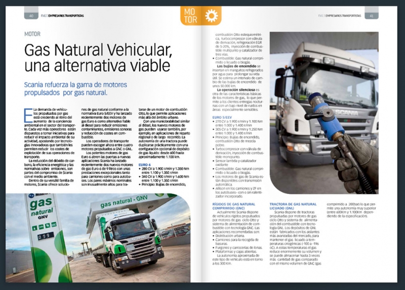 Interior de la revista Empresarios Transportistas, secció motor