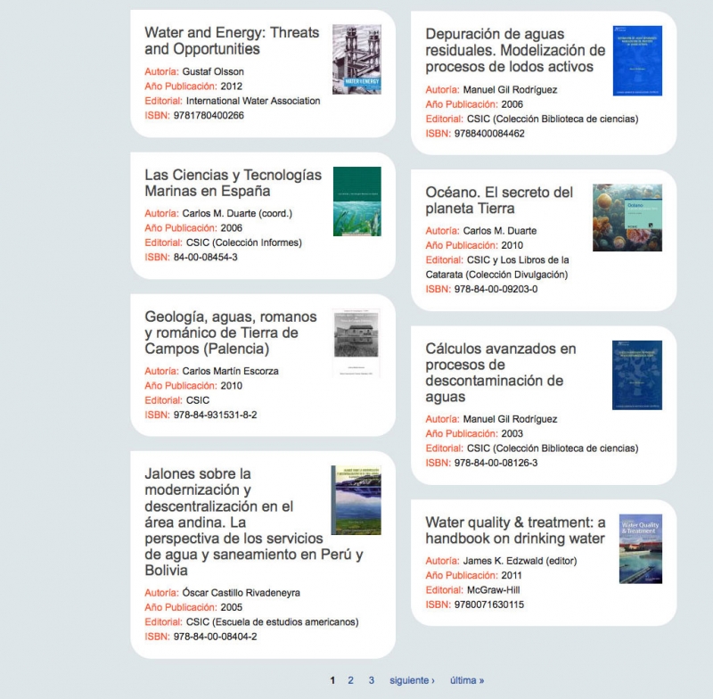 Detalle del apartado de libros en Agua 2013. Diseño Web Fabrikagrafika. Drupal