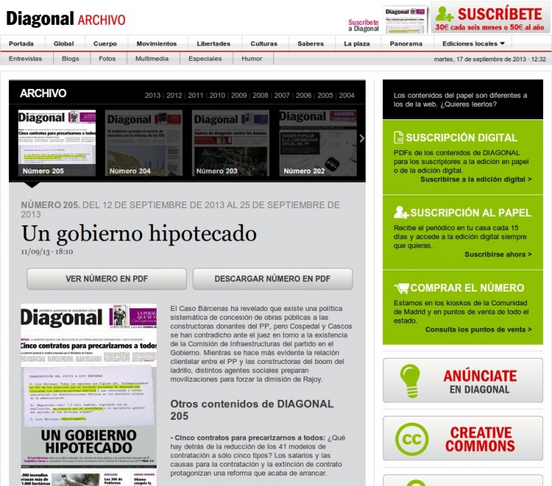 Periódico Diagonal. Digital print edition